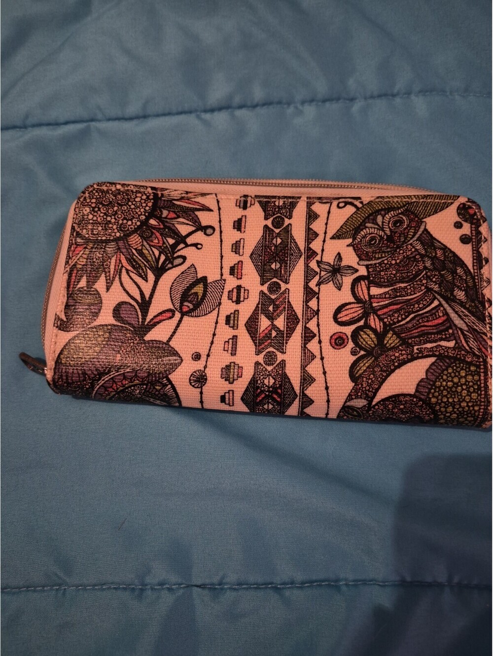 Sakroots Wallet Owl Design Boho Multicolored Clutch Zip Around - Picture 2 of 4